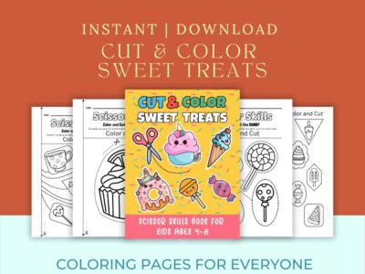 Cut & Color Sweet Treats – Printable Scissor Skills Book for Kids Ages 4–8