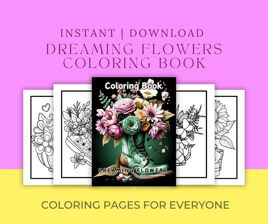Dreaming Flowers Bloom – Digital Coloring Book for Adults