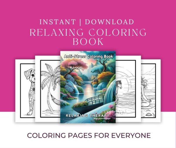 Printable adult coloring book for anxiety and stress relief