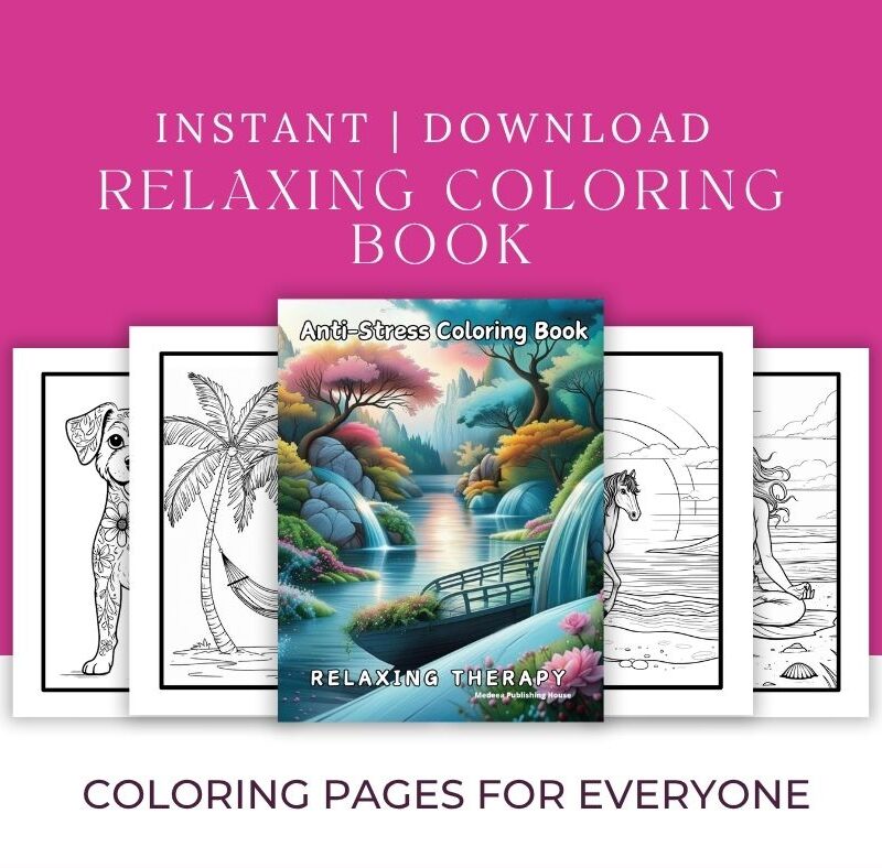 Printable adult coloring book for anxiety and stress relief