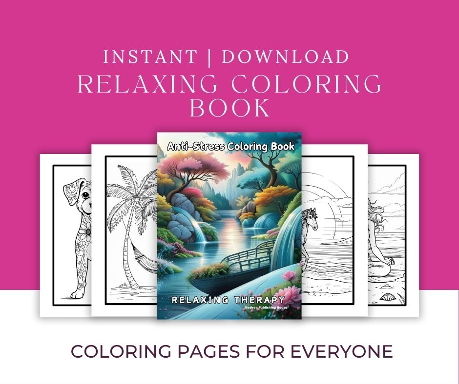 Printable adult coloring book for anxiety and stress relief