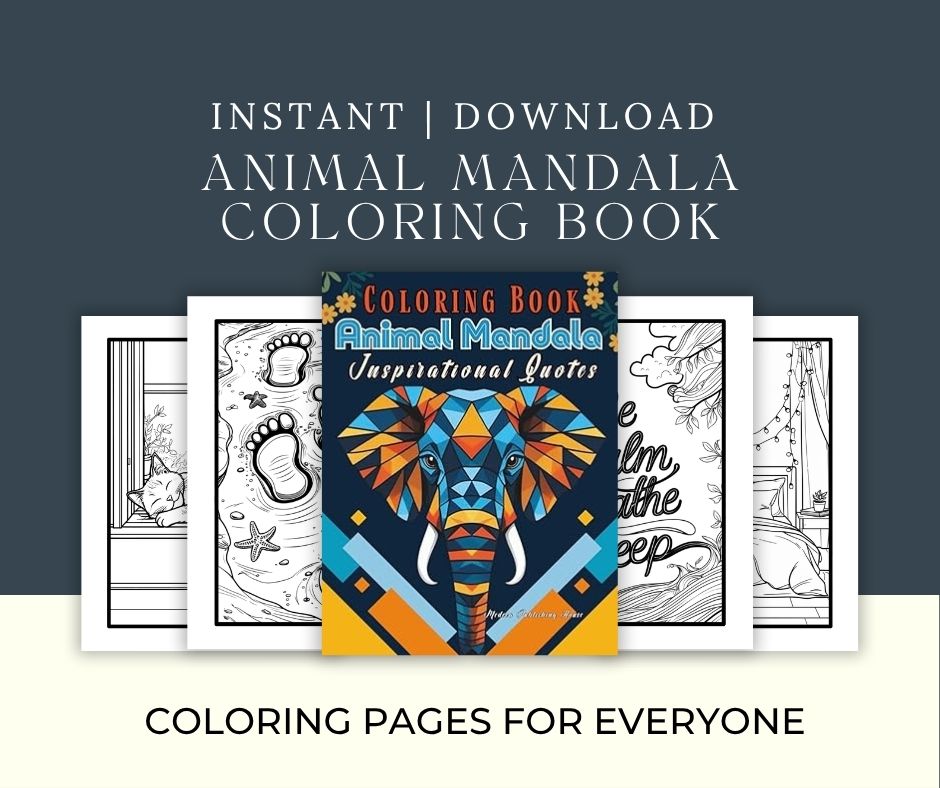 instant download animal mandala coloring book