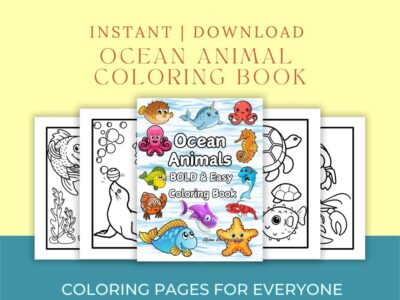 ocean animal coloring book for toddlers – digital