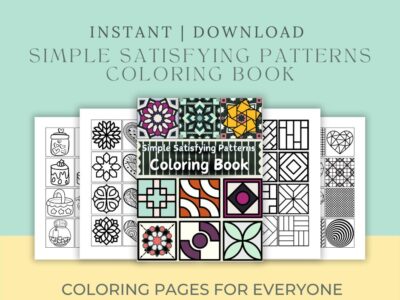 Printable simple pattern coloring book for adults and teens