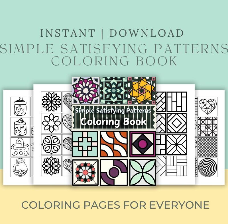 Printable simple pattern coloring book for adults and teens