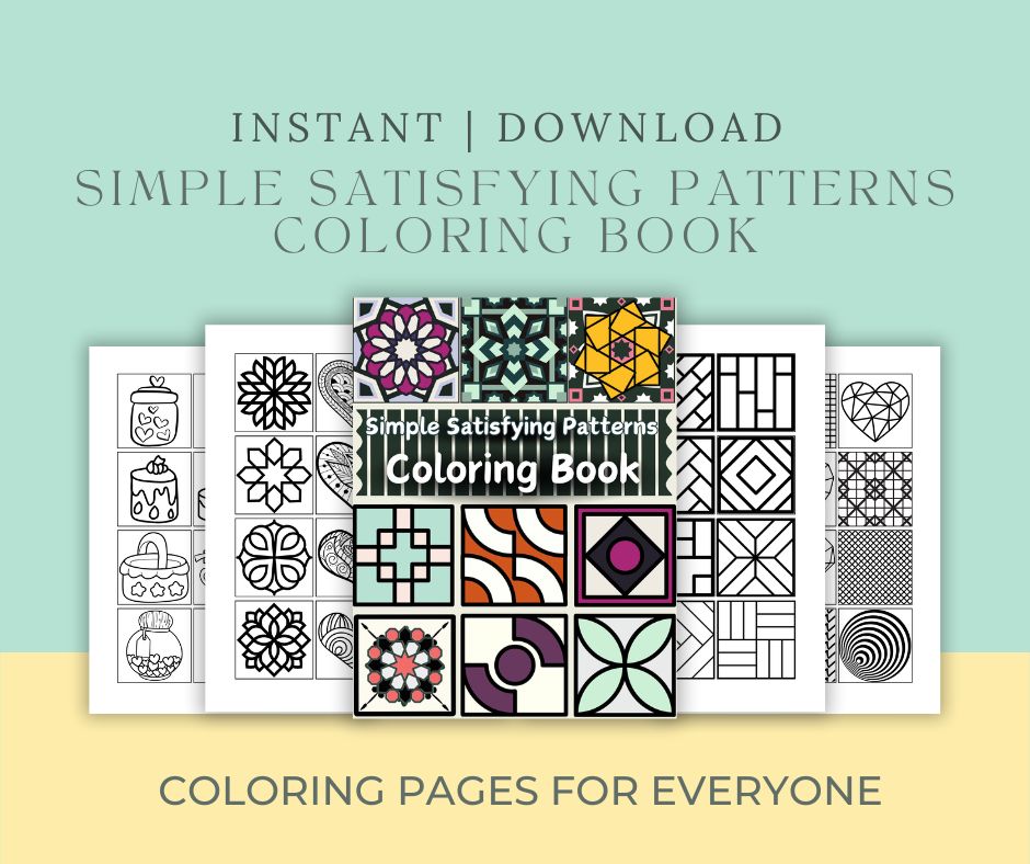 Printable simple pattern coloring book for adults and teens