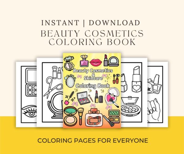 skincare and beauty cosmetics coloring book printable PDF