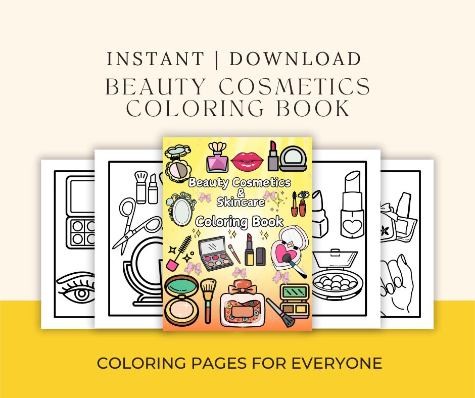 skincare and beauty cosmetics coloring book printable PDF