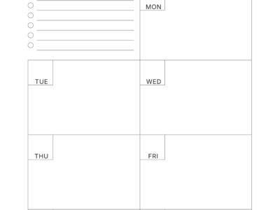 Weekly planning layout of My Weekly Planner Journal with task list and sections for each day of the week
