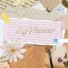 My Weekly Planner Journal cover with collage-style vintage paper, flowers, and handwritten notes