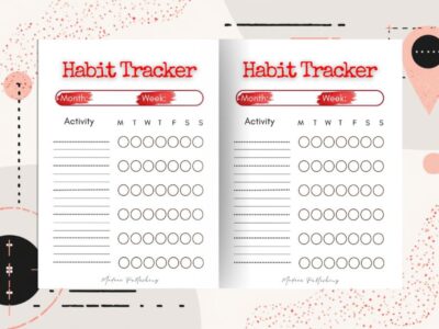Spiral-Bound Habit Tracker open interior showing daily habit tracking pages with structured checklists and clean layout.