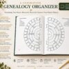 6-Generation Genealogy Organizer open book with detailed ancestry charts and family history tracking pages