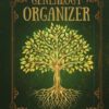 6-Generation Genealogy Organizer | Family History Journal & Ancestry Tracker Front cover of the green 6-Generation Genealogy Organizer featuring a glowing gold tree of life with deep roots and ornate vintage borders.
