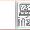 Beauty Cosmetics Coloring Book Bold Design Page A bold and easy coloring page from the Beauty Cosmetics Coloring Book featuring a flower-themed palette and eye art.