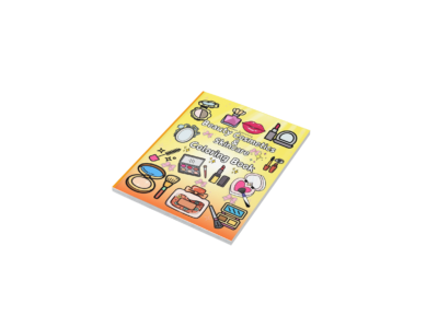 Home 2 Front cover of the Beauty Cosmetics Coloring Book by Medeea Publishing featuring colorful makeup and skincare illustrations.