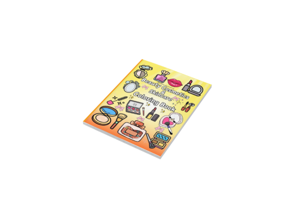 Beauty Cosmetics Coloring Book Official Cover Front cover of the Beauty Cosmetics Coloring Book by Medeea Publishing featuring colorful makeup and skincare illustrations.