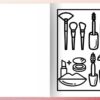 Glow Cosmetics Coloring Book Professional Tools Page A black and white coloring page from the Glow Cosmetics Coloring Book featuring makeup brushes and eye makeup tools.