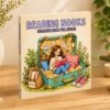 Reading nook coloring book cover featuring a cozy suitcase reading scene for relaxation