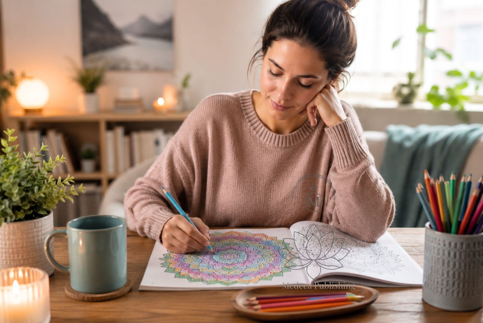 Budget Therapy: 7 Proven Benefits of Coloring for ADHD Adults 2 Budget therapy showing a calm adult coloring in a relaxing home space to reduce anxiety and stress