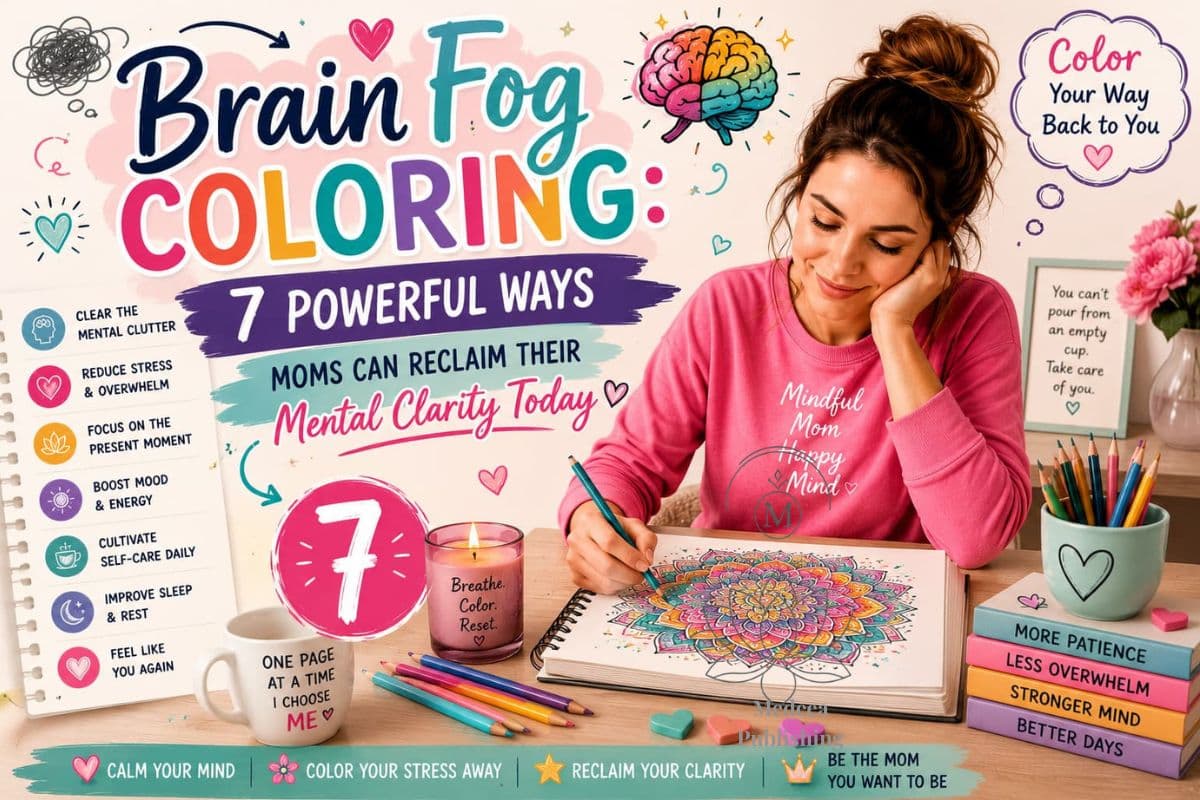 Brain Fog Coloring: 7 Powerful Ways Moms Can Reclaim Their Mental Clarity Today 1 brain fog coloring illustration showing calming coloring activity used to reduce mental clutter and improve focus for moms
