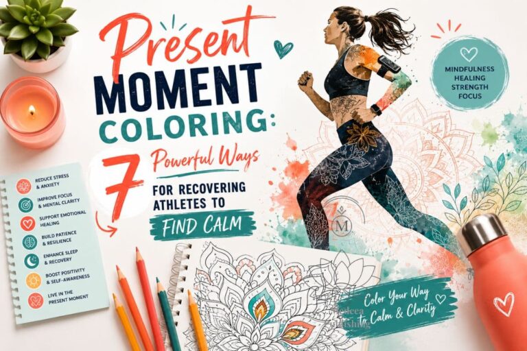 Present Moment Coloring: 7 Powerful Ways for Recovering Athletes to Find Calm 4 resent moment coloring activity with athlete using mandala art to reduce stress and improve mental clarity